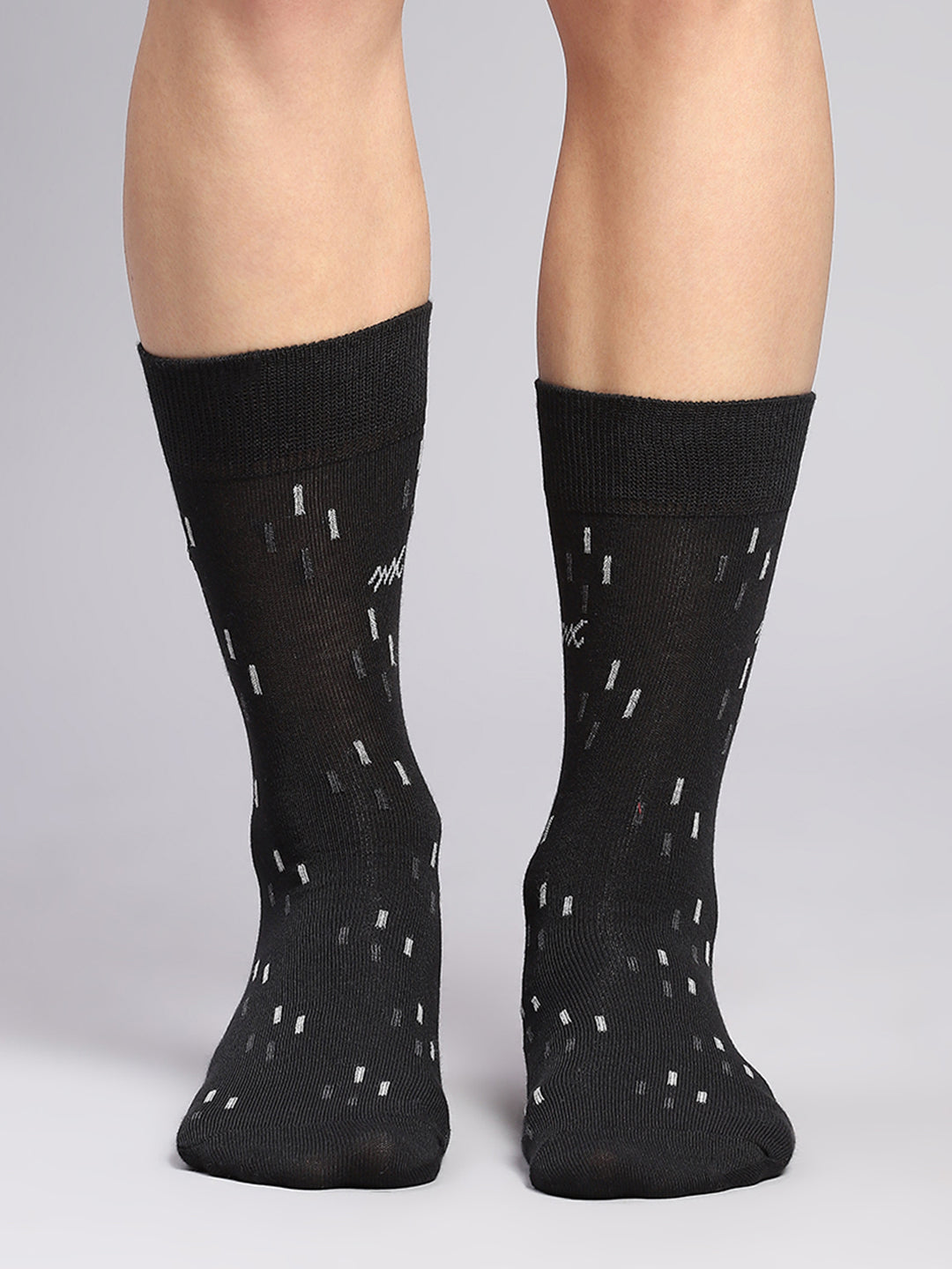 Men Cotton Blend Self Design Calf Length Socks (Pack of 3)