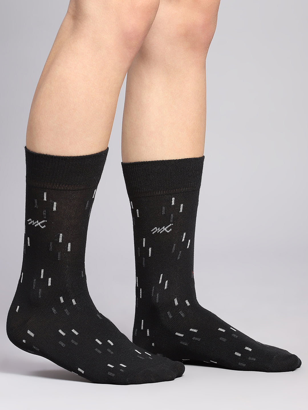Men Cotton Blend Self Design Calf Length Socks (Pack of 3)