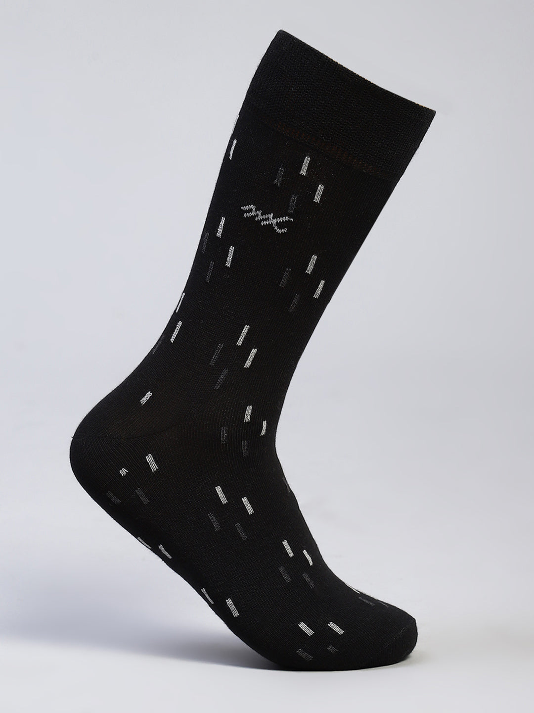 Men Cotton Blend Self Design Calf Length Socks (Pack of 3)