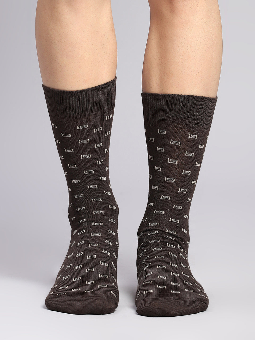 Men Cotton Blend Self Design Calf Length Socks (Pack of 3)