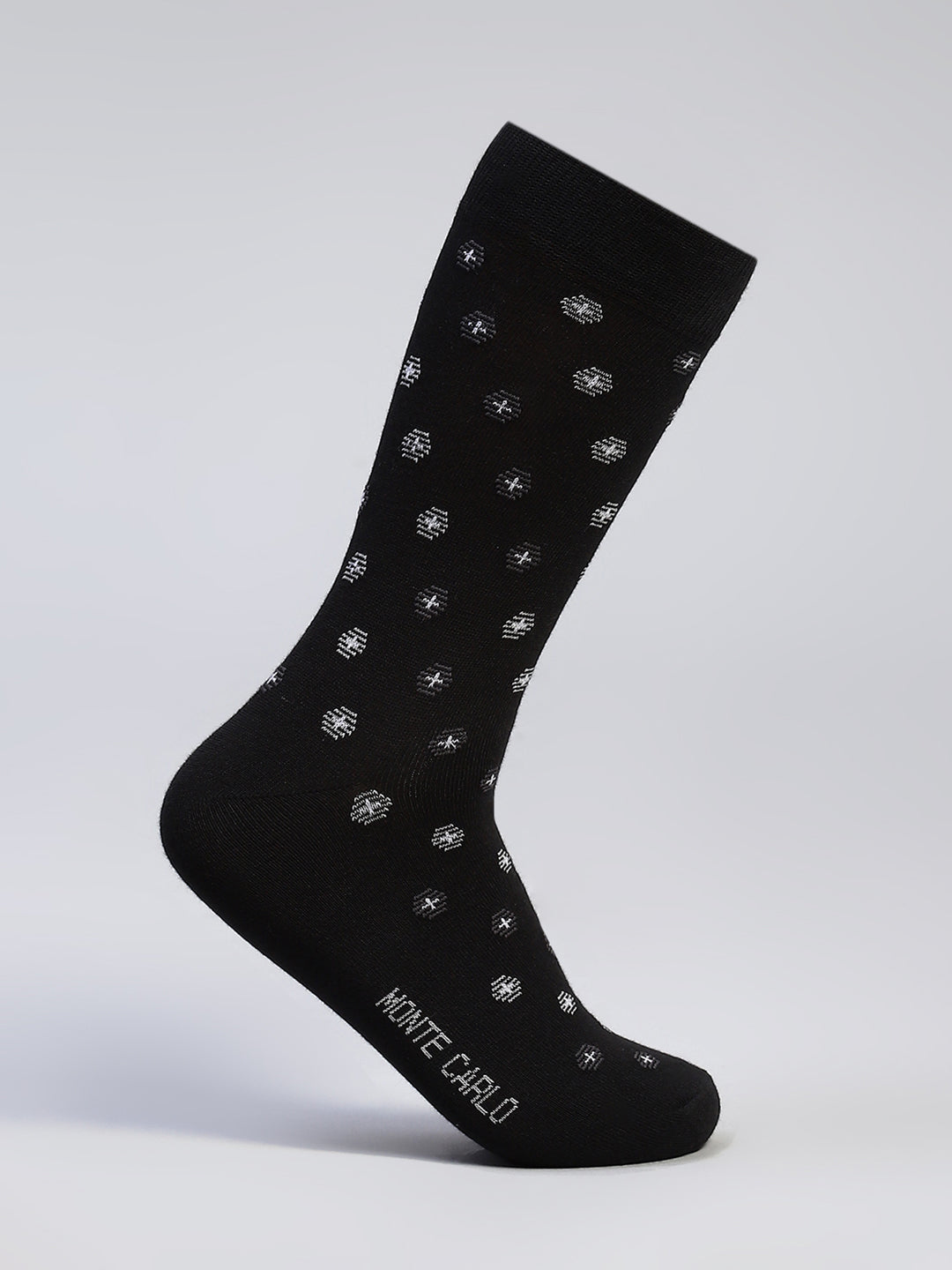 Men Cotton Blend Self Design Calf Length Socks (Pack of 3)