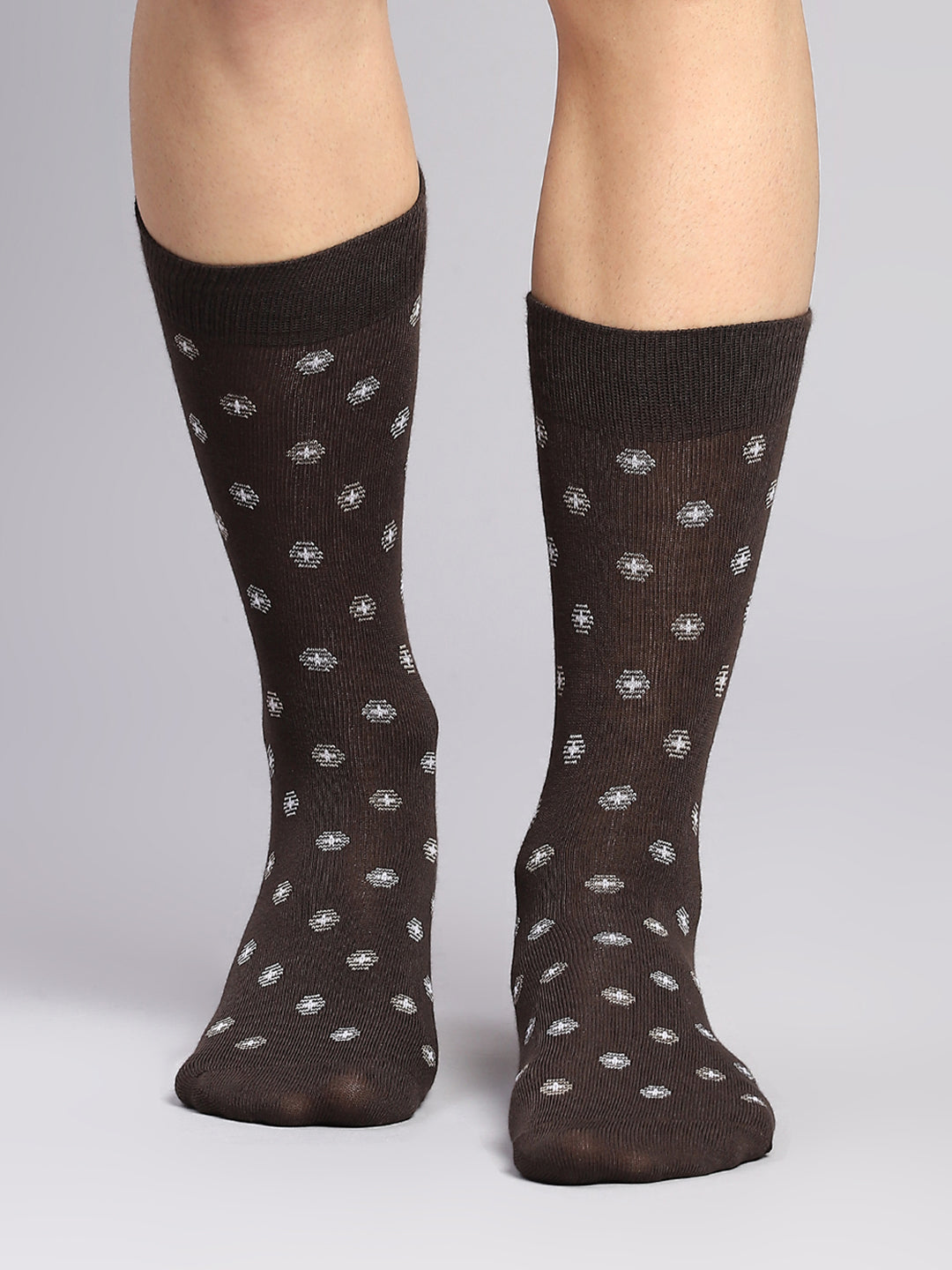 Men Cotton Blend Self Design Calf Length Socks (Pack of 3)