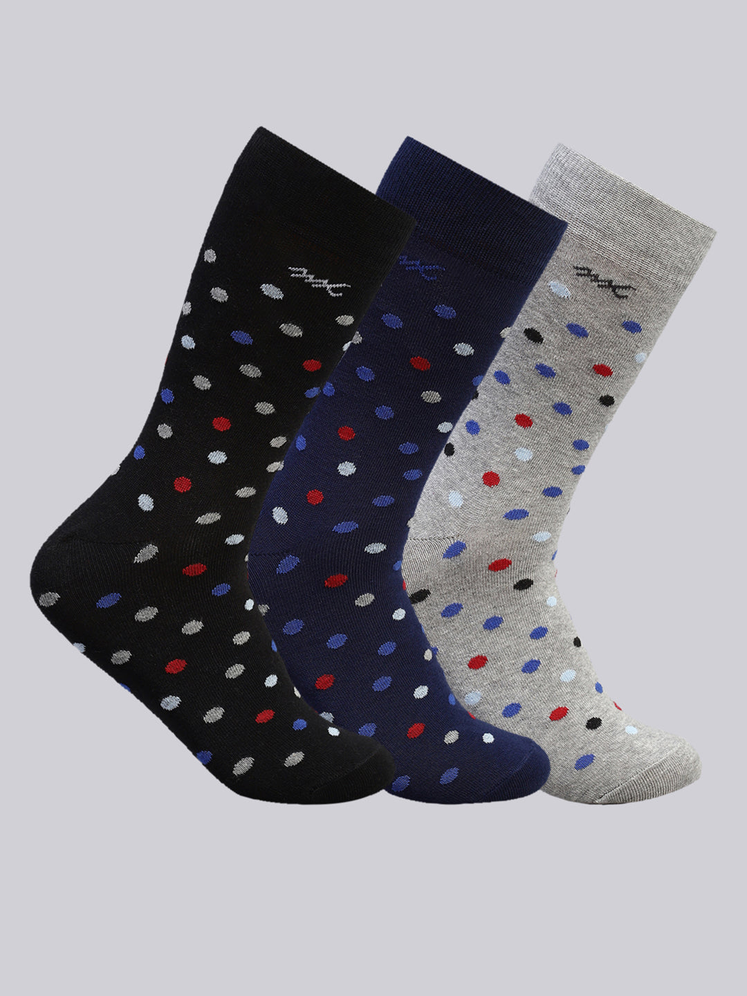 Men Cotton Blend Self Design Calf Length Socks (Pack of 3)