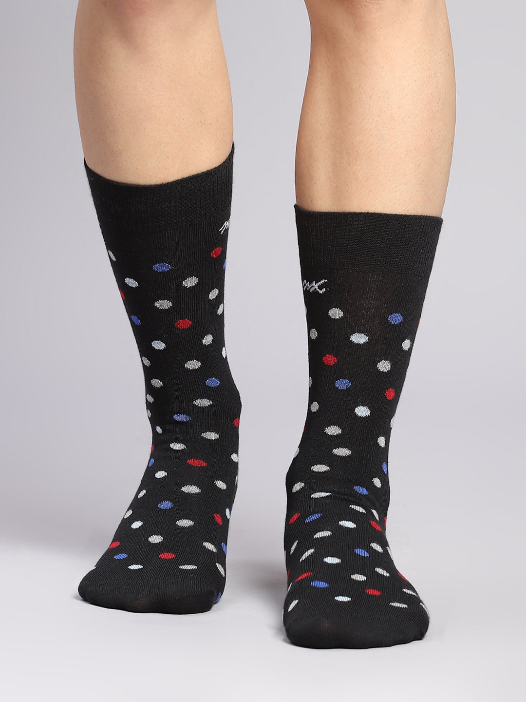 Men Cotton Blend Self Design Calf Length Socks (Pack of 3)