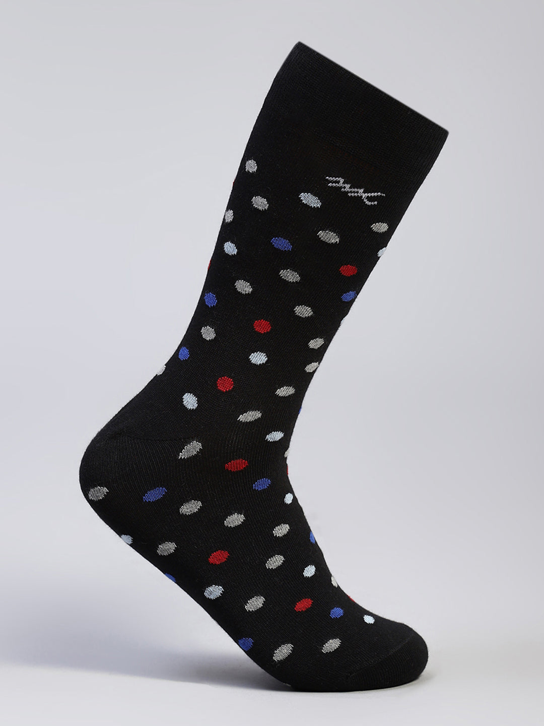 Men Cotton Blend Self Design Calf Length Socks (Pack of 3)
