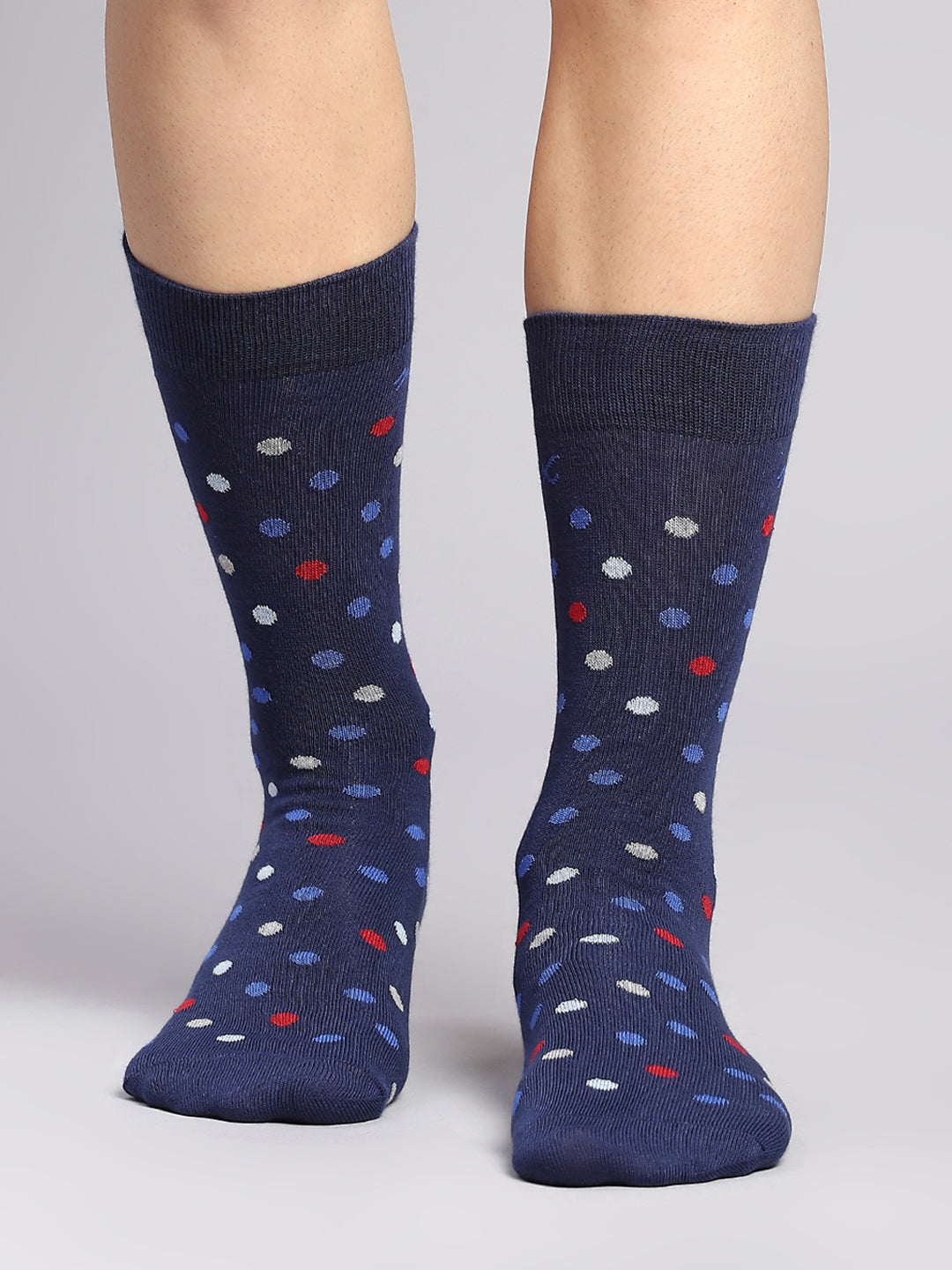 Men Cotton Blend Self Design Calf Length Socks (Pack of 3)
