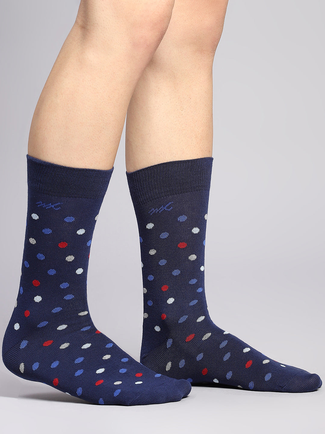 Men Cotton Blend Self Design Calf Length Socks (Pack of 3)