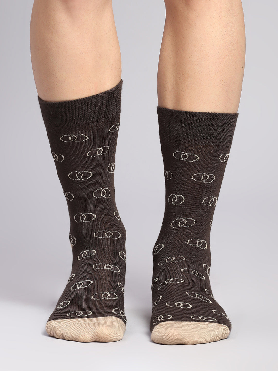 Men Cotton Blend Self Design Calf Length Socks (Pack of 3)