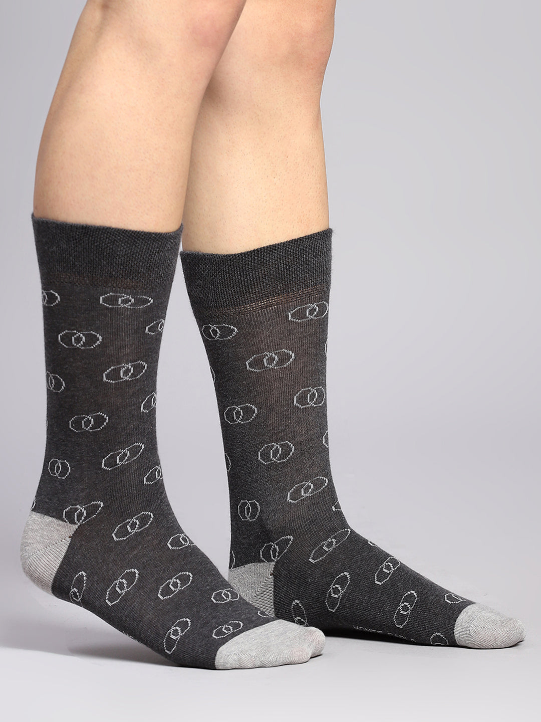 Men Cotton Blend Self Design Calf Length Socks (Pack of 3)