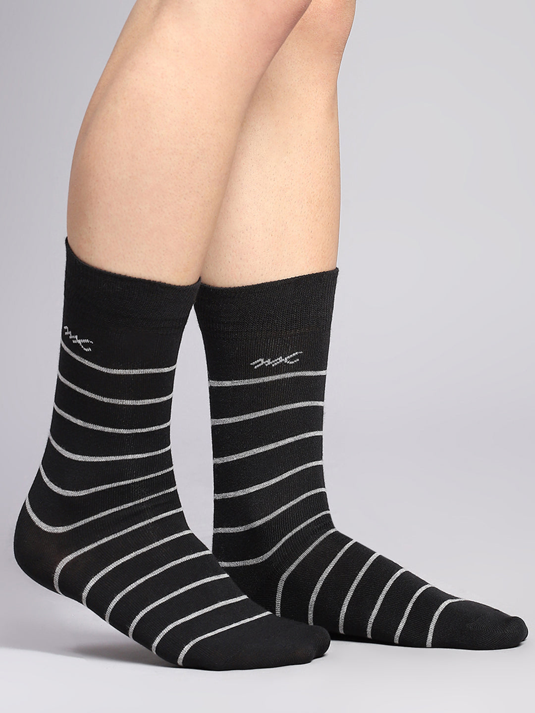 Men Cotton Blend Self Design Calf Length Socks (Pack of 3)