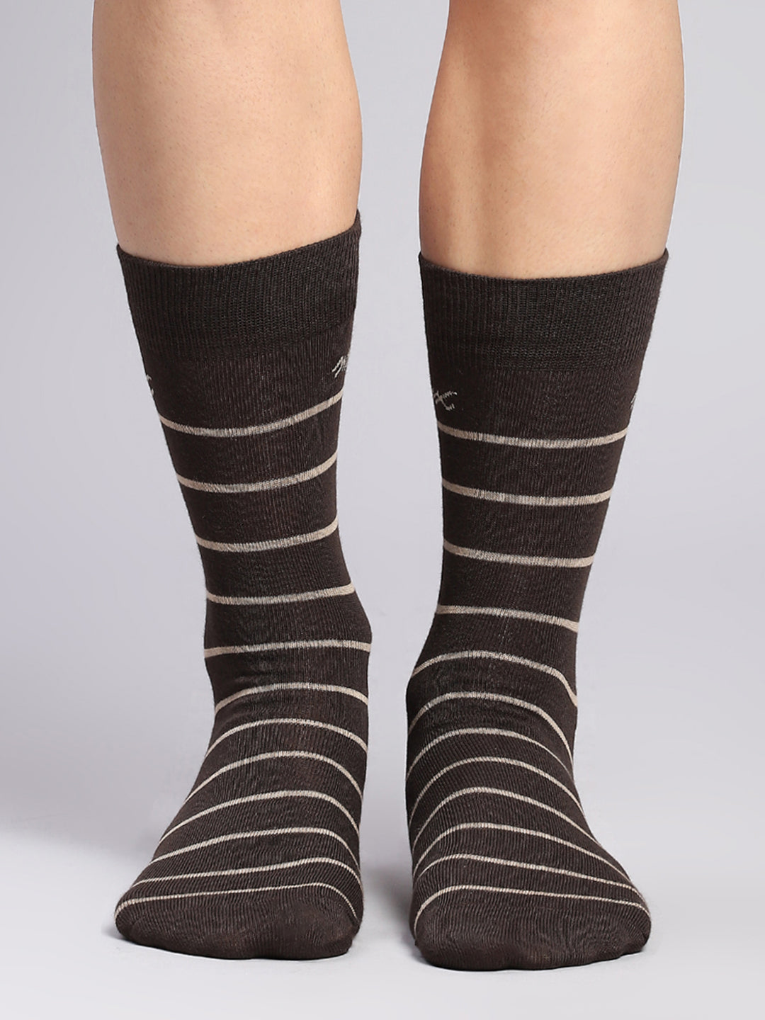 Men Cotton Blend Self Design Calf Length Socks (Pack of 3)