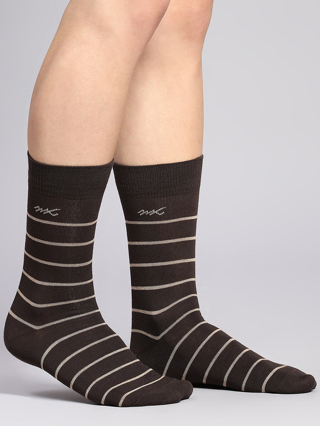 Men Cotton Blend Self Design Calf Length Socks (Pack of 3)