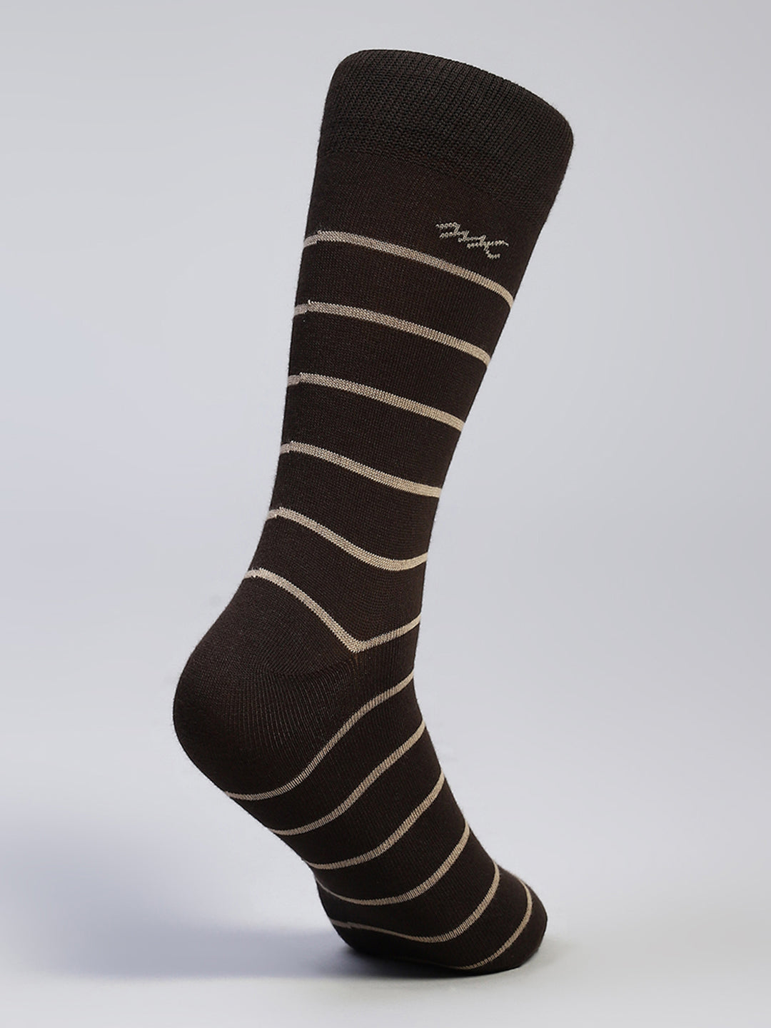 Men Cotton Blend Self Design Calf Length Socks (Pack of 3)