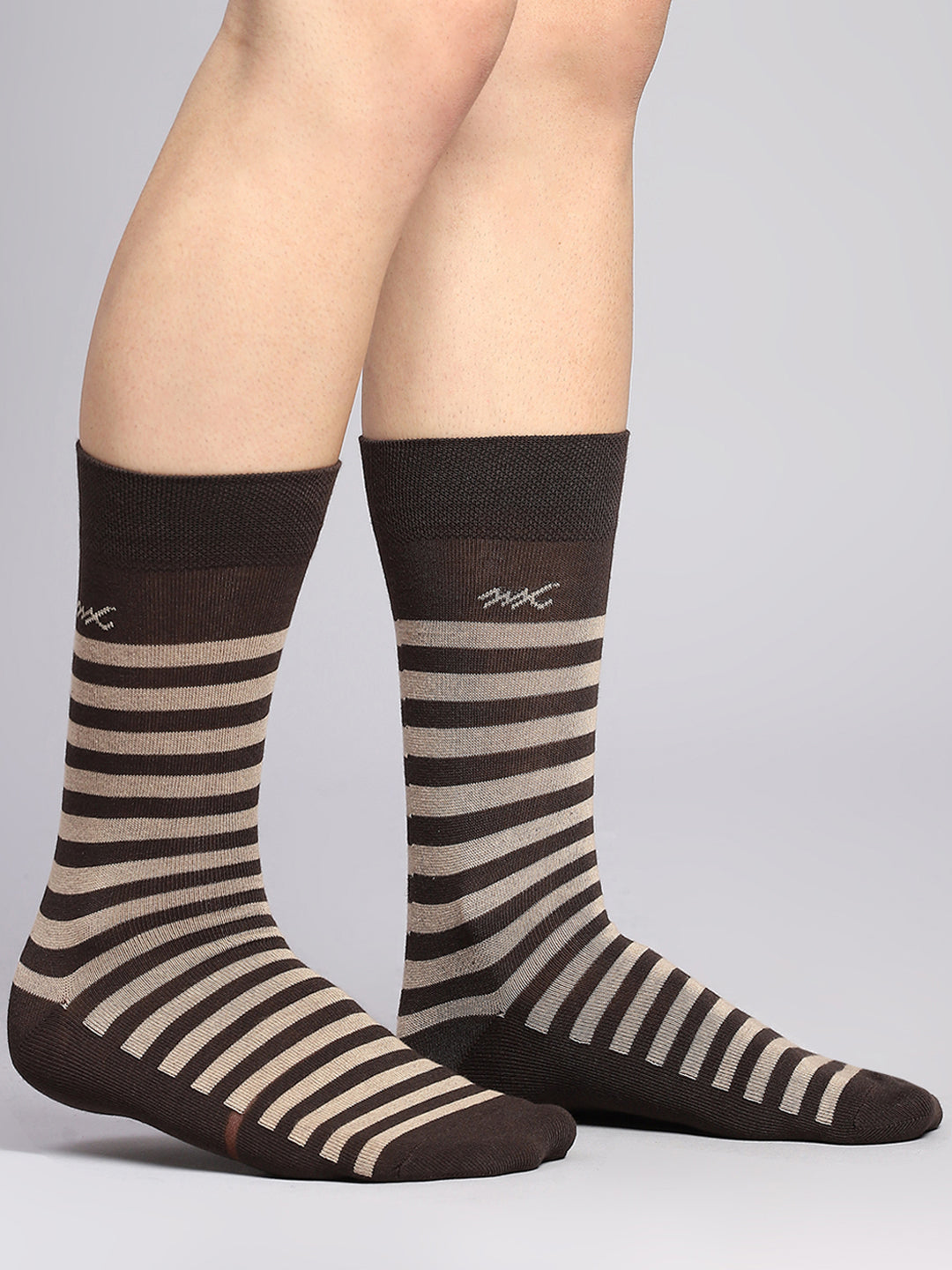 Men Cotton Blend Self Design Calf Length Socks (Pack of 3)