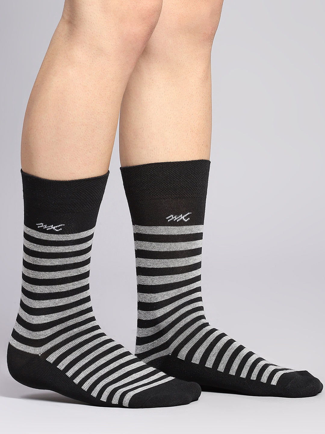 Men Cotton Blend Self Design Calf Length Socks (Pack of 3)