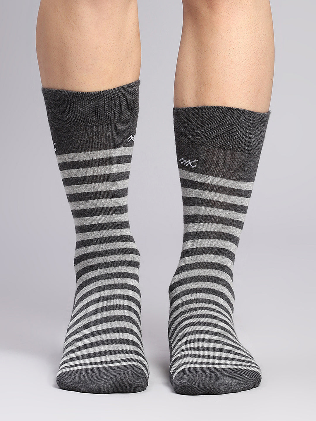 Men Cotton Blend Self Design Calf Length Socks (Pack of 3)