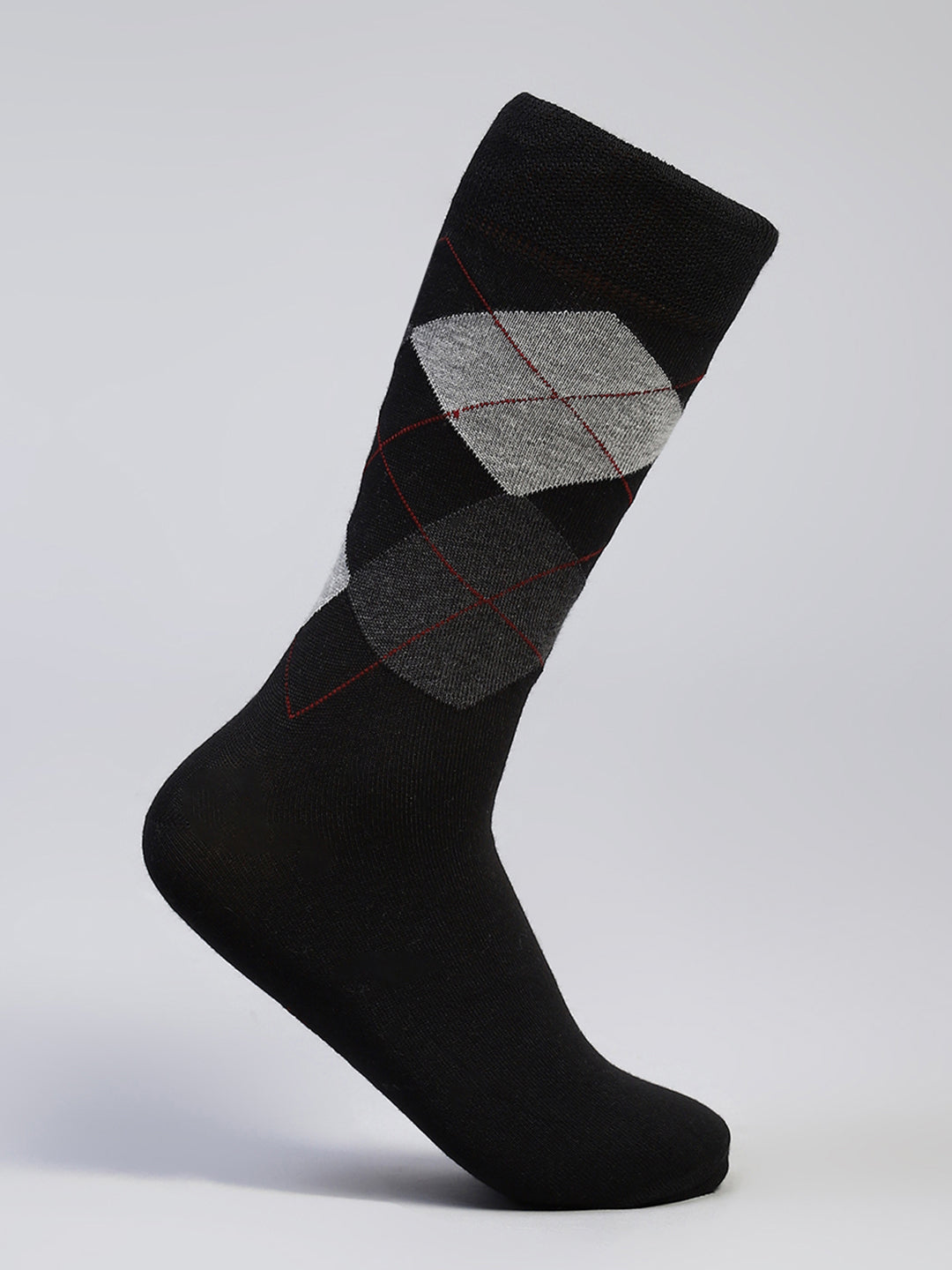 Men Cotton Blend Self Design Calf Length Socks (Pack of 3)