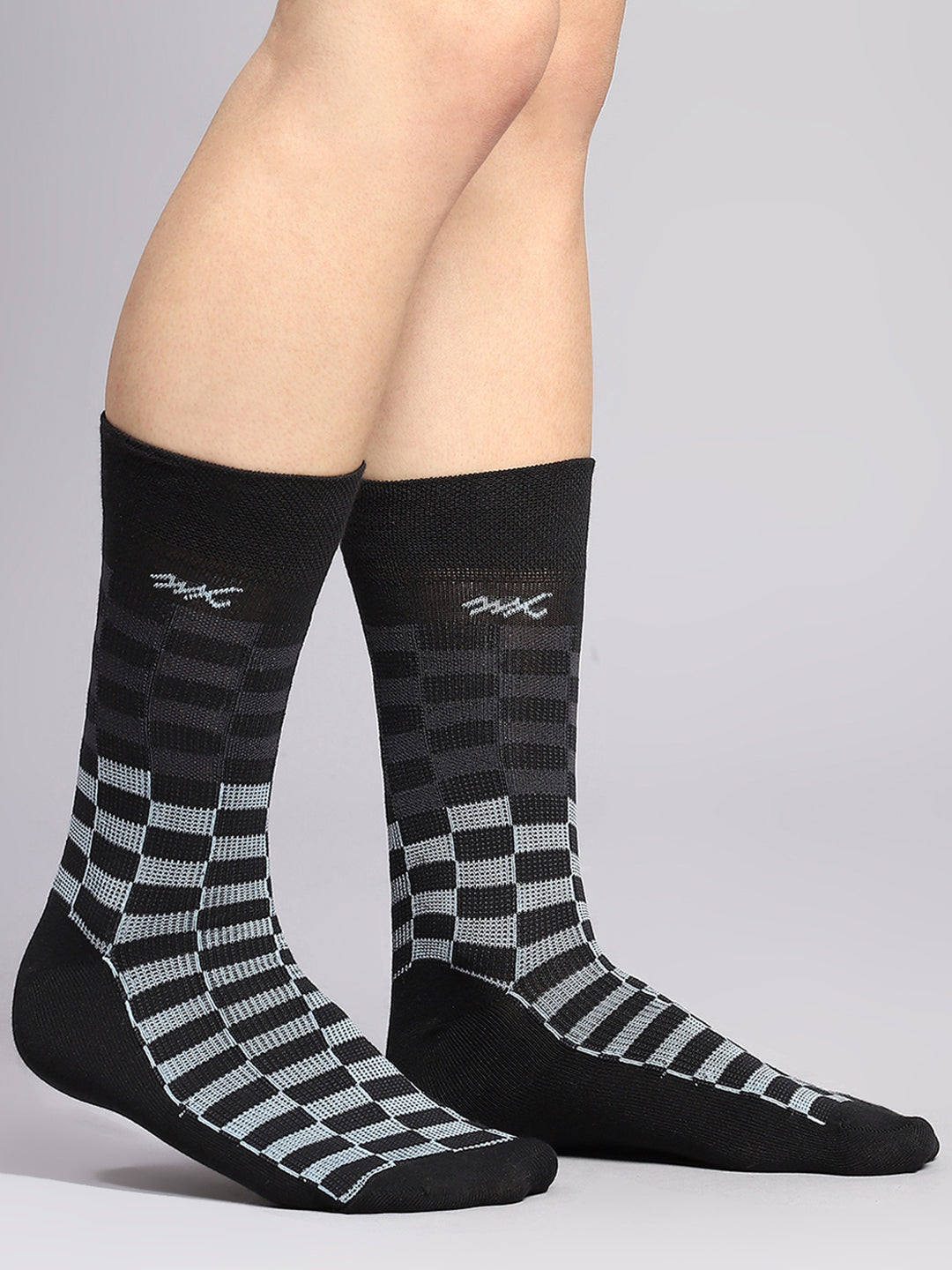 Men Cotton Blend Self Design Calf Length Socks (Pack of 3)
