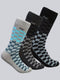 Men Cotton Blend Self Design Calf Length Socks (Pack of 3)