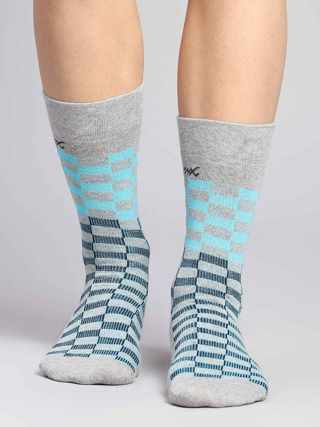 Men Cotton Blend Self Design Calf Length Socks (Pack of 3)