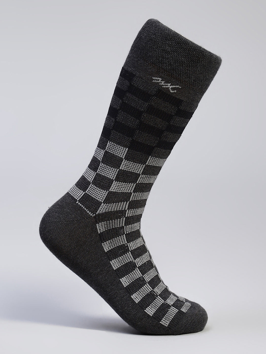 Men Cotton Blend Self Design Calf Length Socks (Pack of 3)