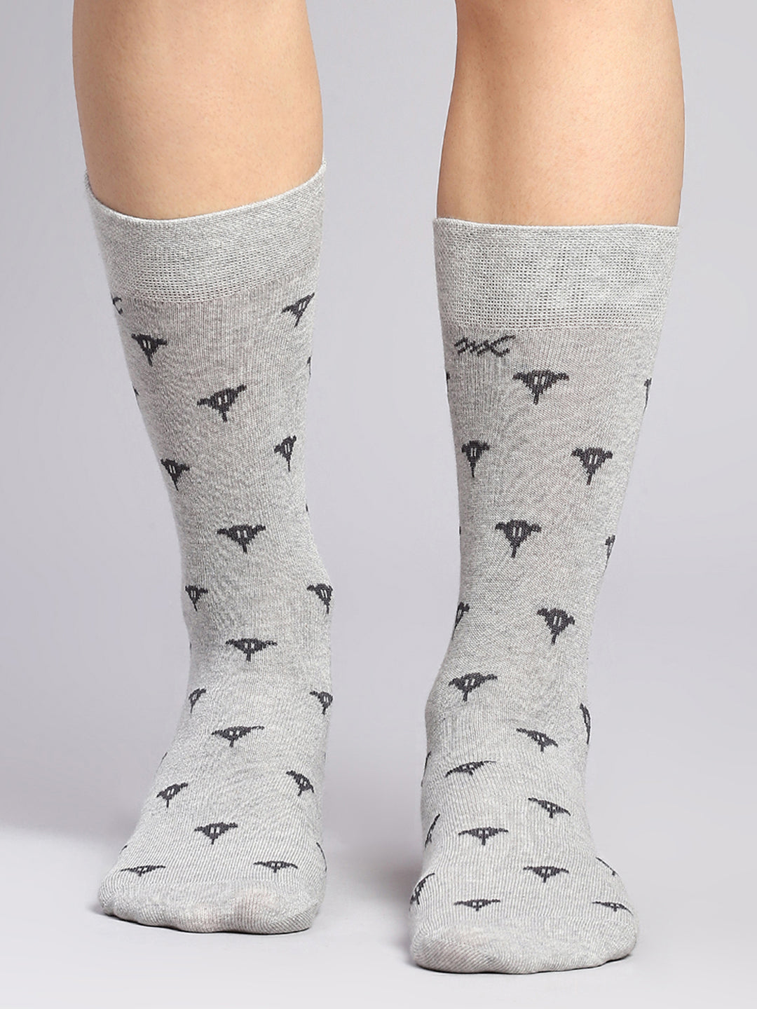 Men Cotton Blend Self Design Calf Length Socks (Pack of 3)