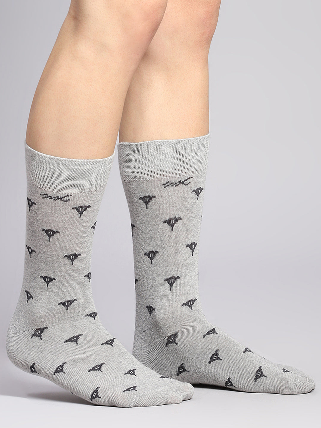 Men Cotton Blend Self Design Calf Length Socks (Pack of 3)