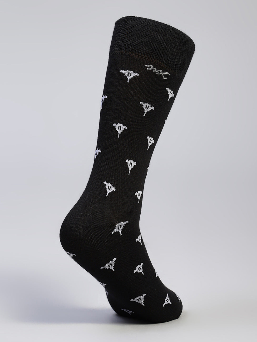 Men Cotton Blend Self Design Calf Length Socks (Pack of 3)