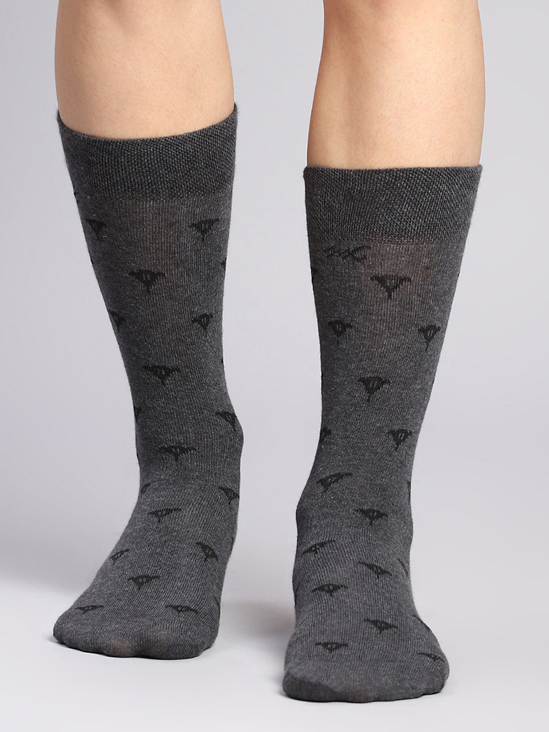Men Cotton Blend Self Design Calf Length Socks (Pack of 3)