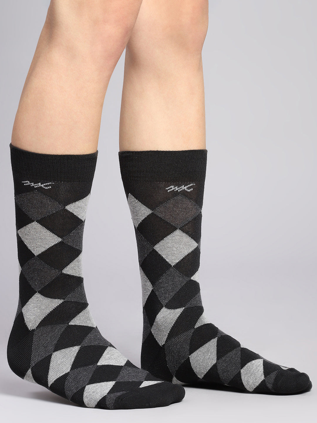 Men Cotton Blend Self Design Calf Length Socks (Pack of 3)