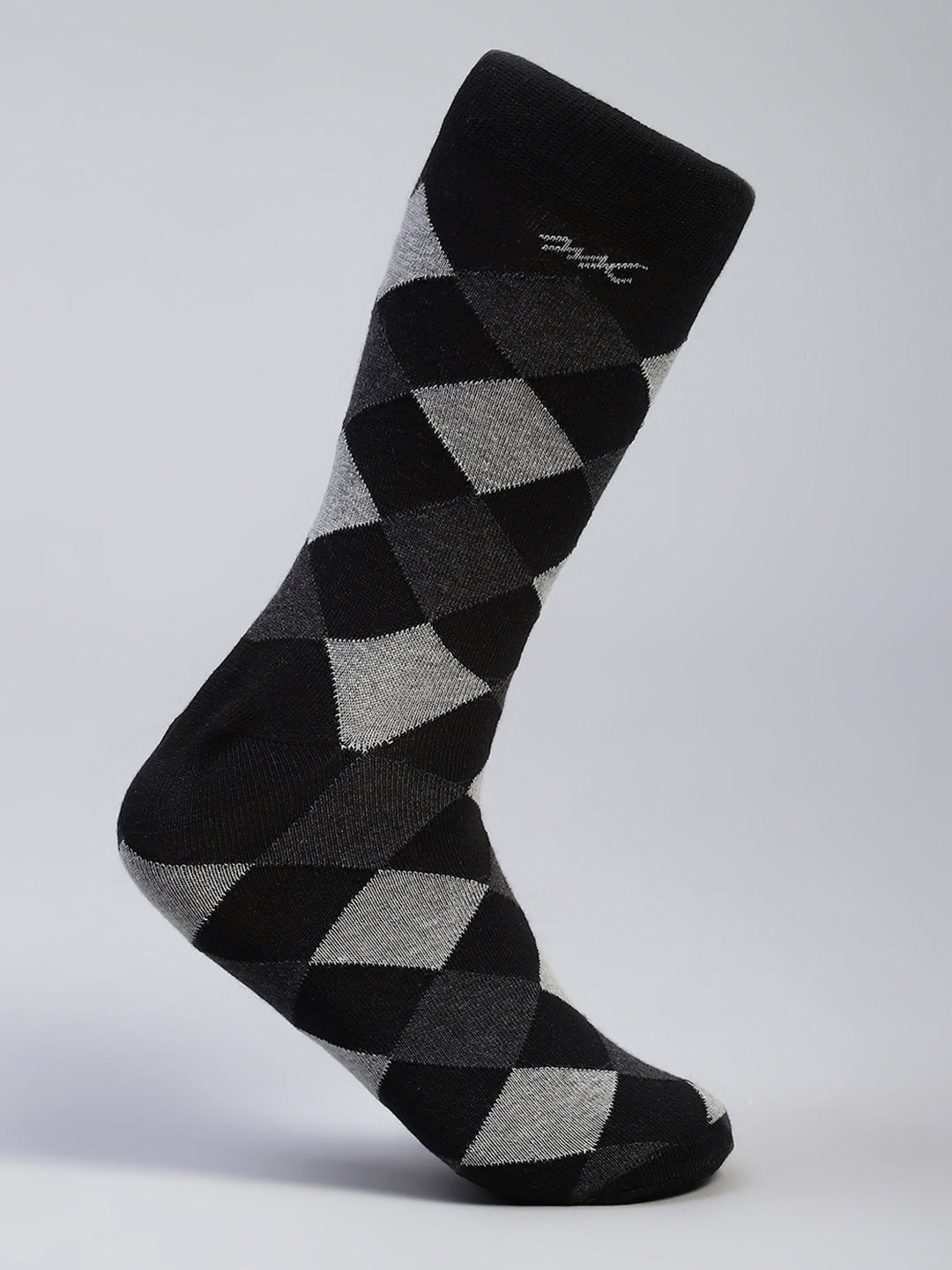 Men Cotton Blend Self Design Calf Length Socks (Pack of 3)