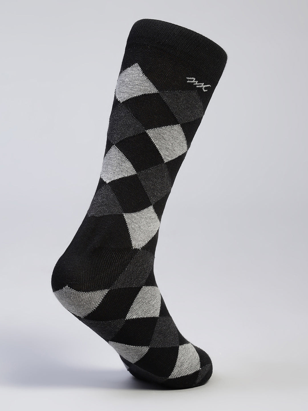 Men Cotton Blend Self Design Calf Length Socks (Pack of 3)
