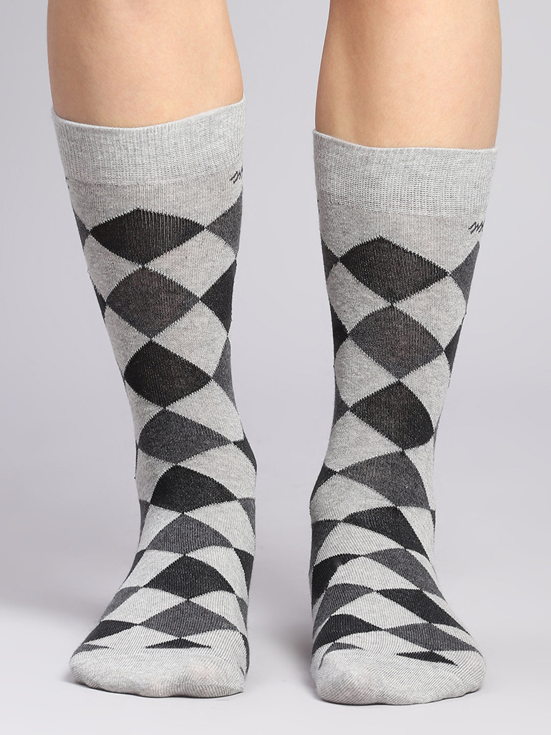 Men Cotton Blend Self Design Calf Length Socks (Pack of 3)