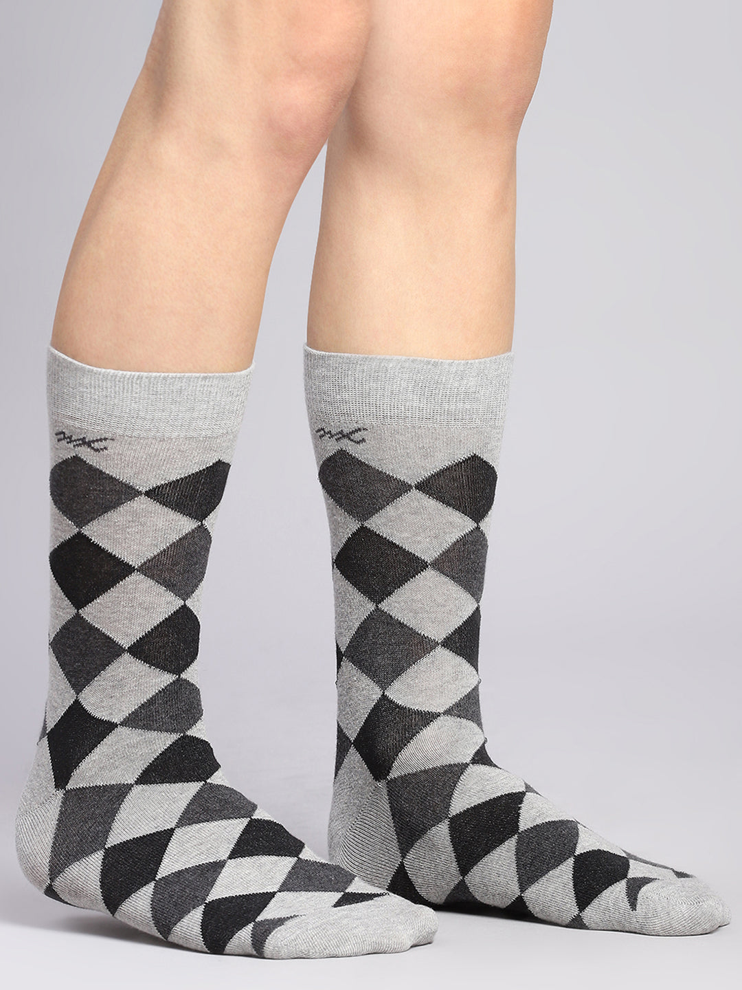 Men Cotton Blend Self Design Calf Length Socks (Pack of 3)