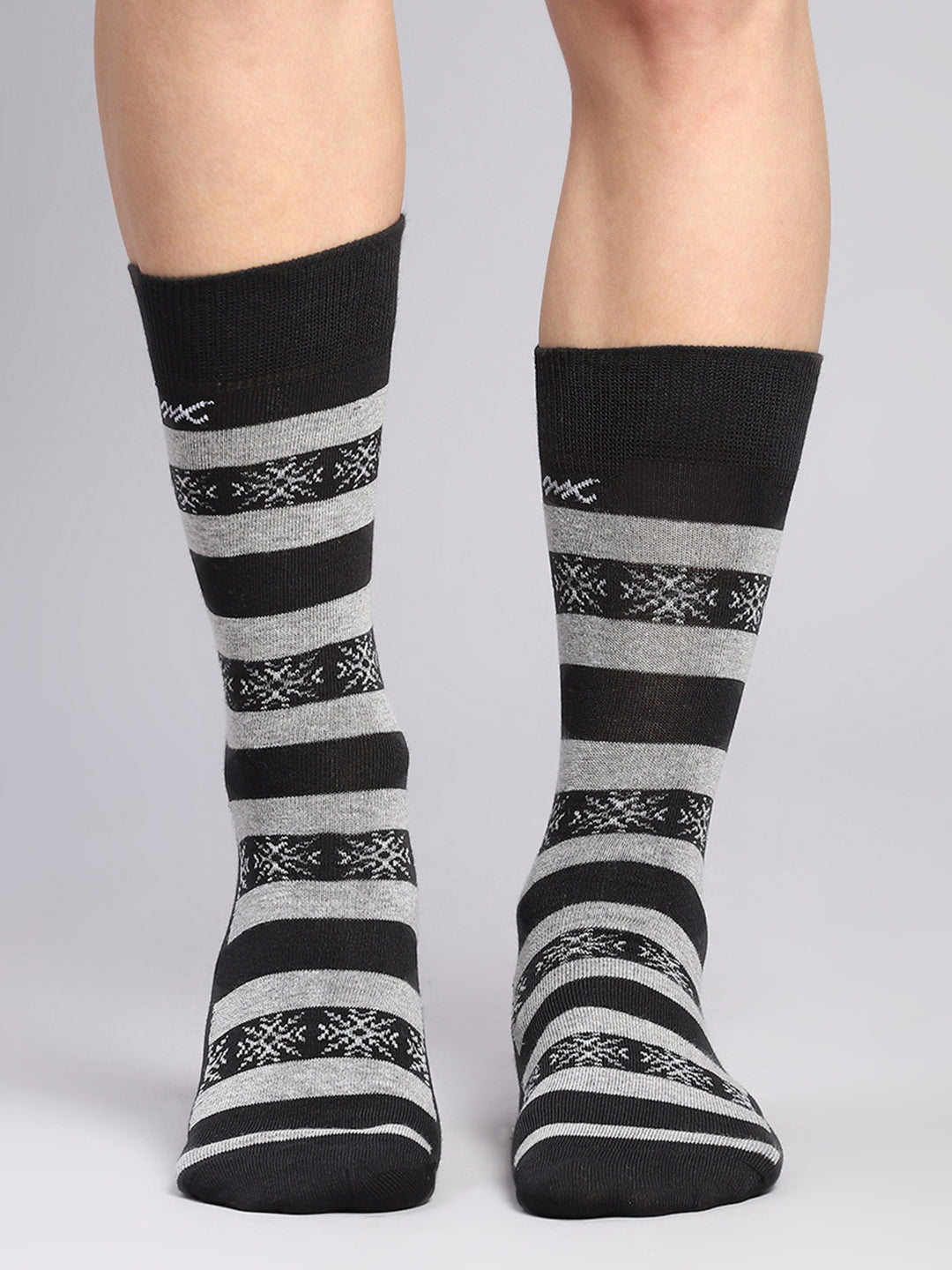 Men Cotton Blend Self Design Calf Length Socks (Pack of 3)