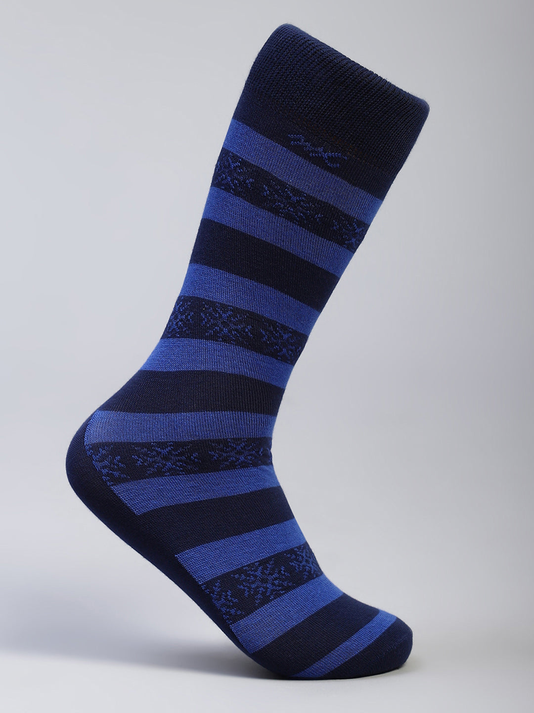 Men Cotton Blend Self Design Calf Length Socks (Pack of 3)