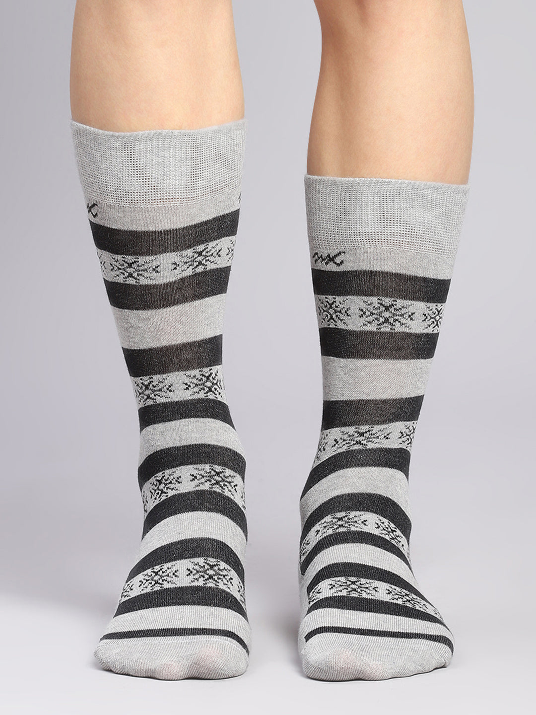 Men Cotton Blend Self Design Calf Length Socks (Pack of 3)