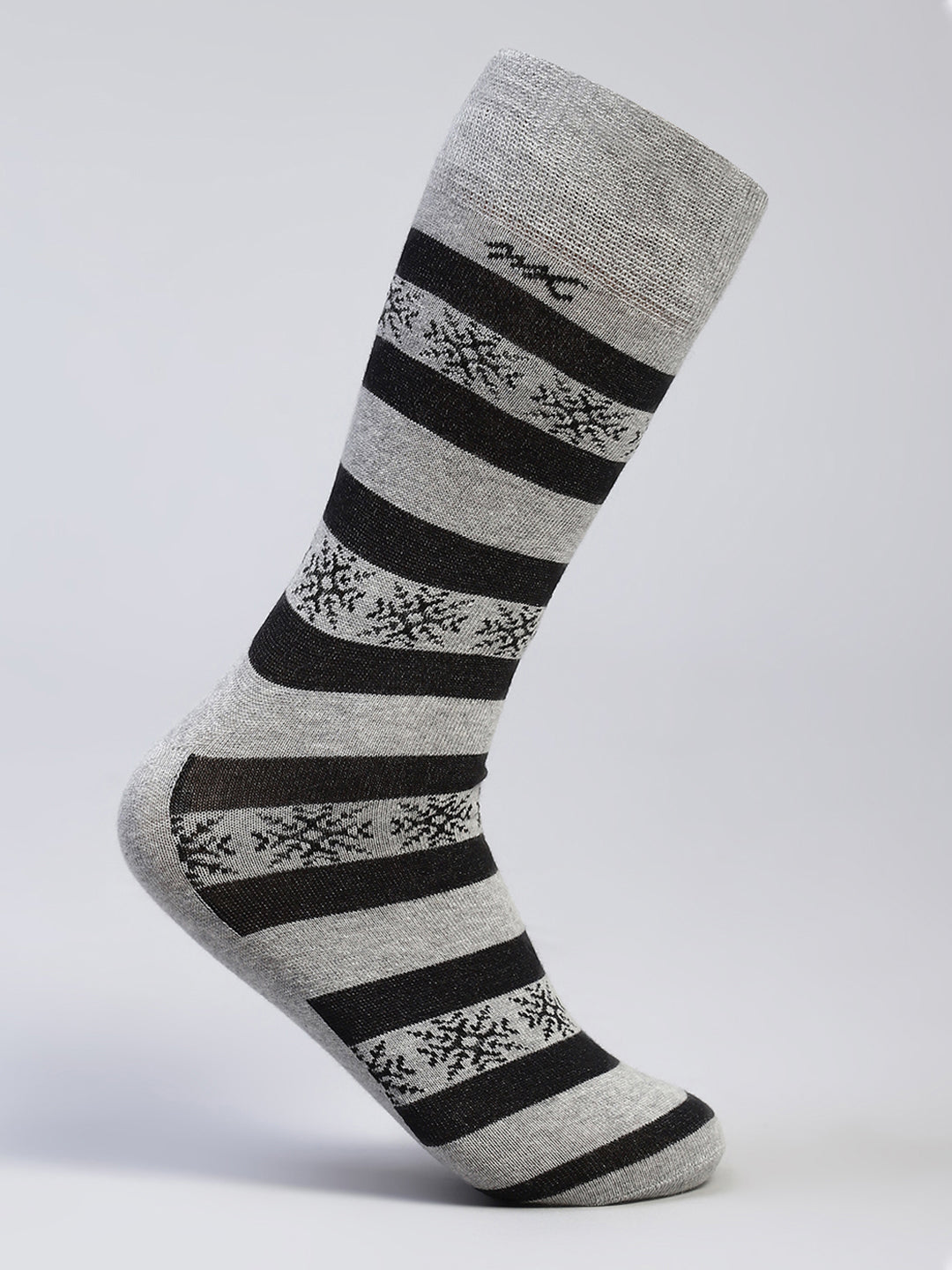 Men Cotton Blend Self Design Calf Length Socks (Pack of 3)