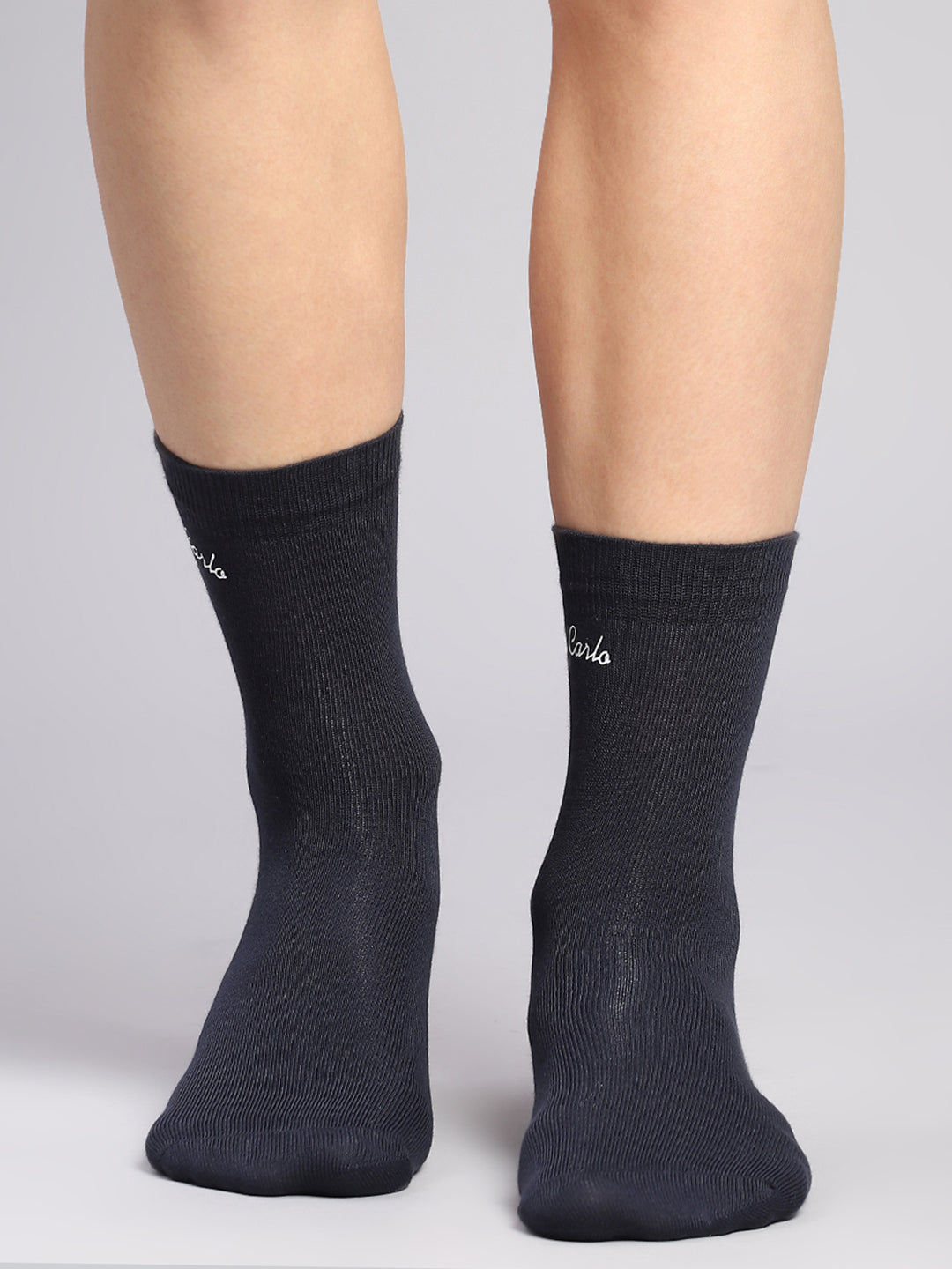 Men Cotton Blend Self Design Crew Length Socks (Pack of 3)