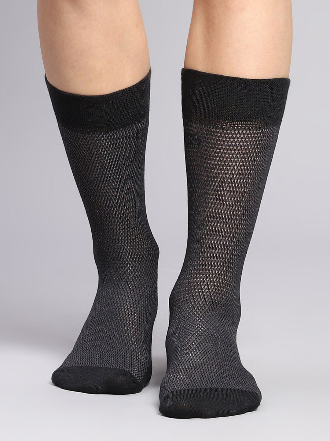 Men Cotton Blend Self Design Calf Length Socks (Pack of 3)