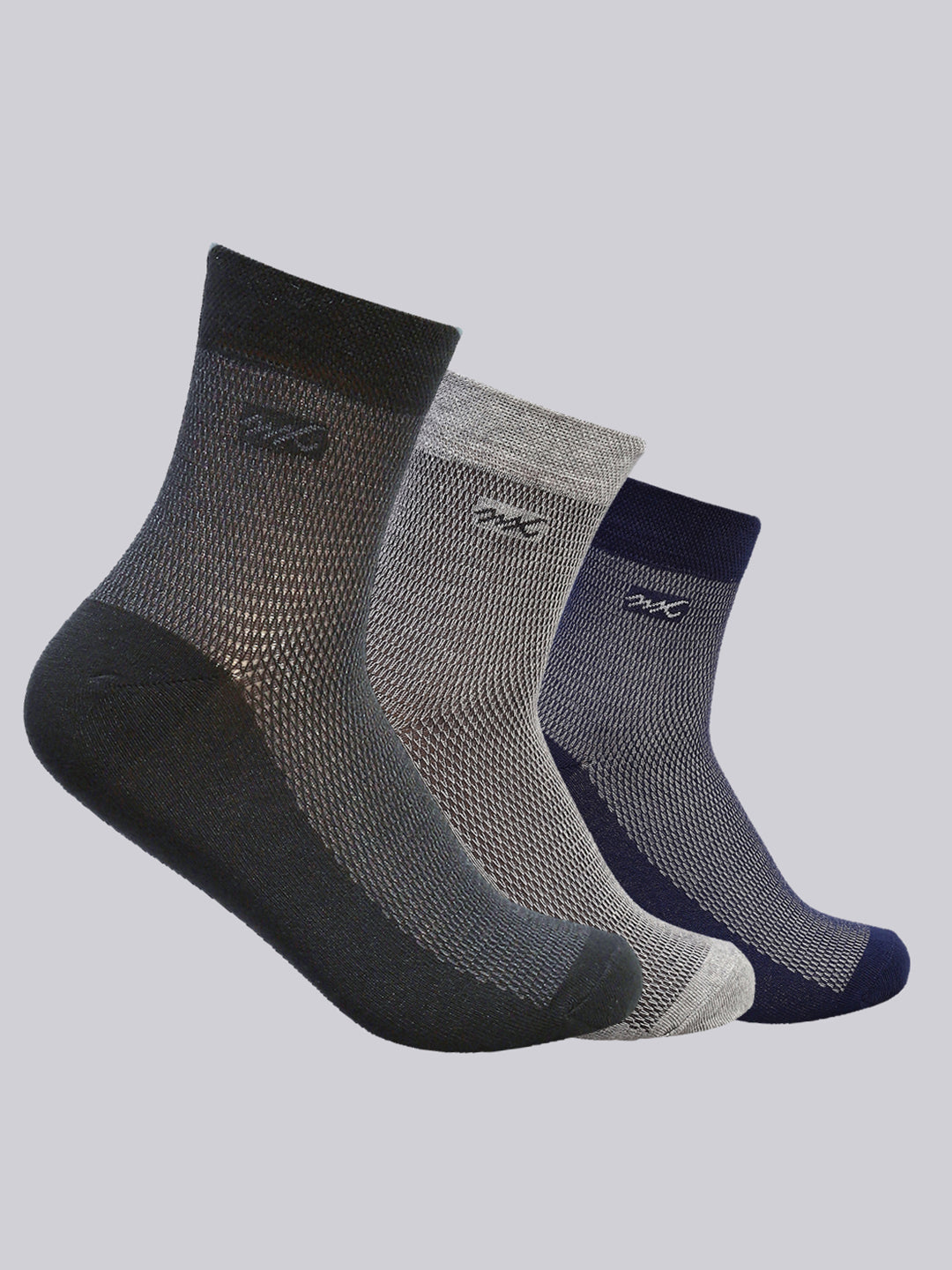 Men Cotton Blend Self Design Crew Length Socks (Pack of 3)