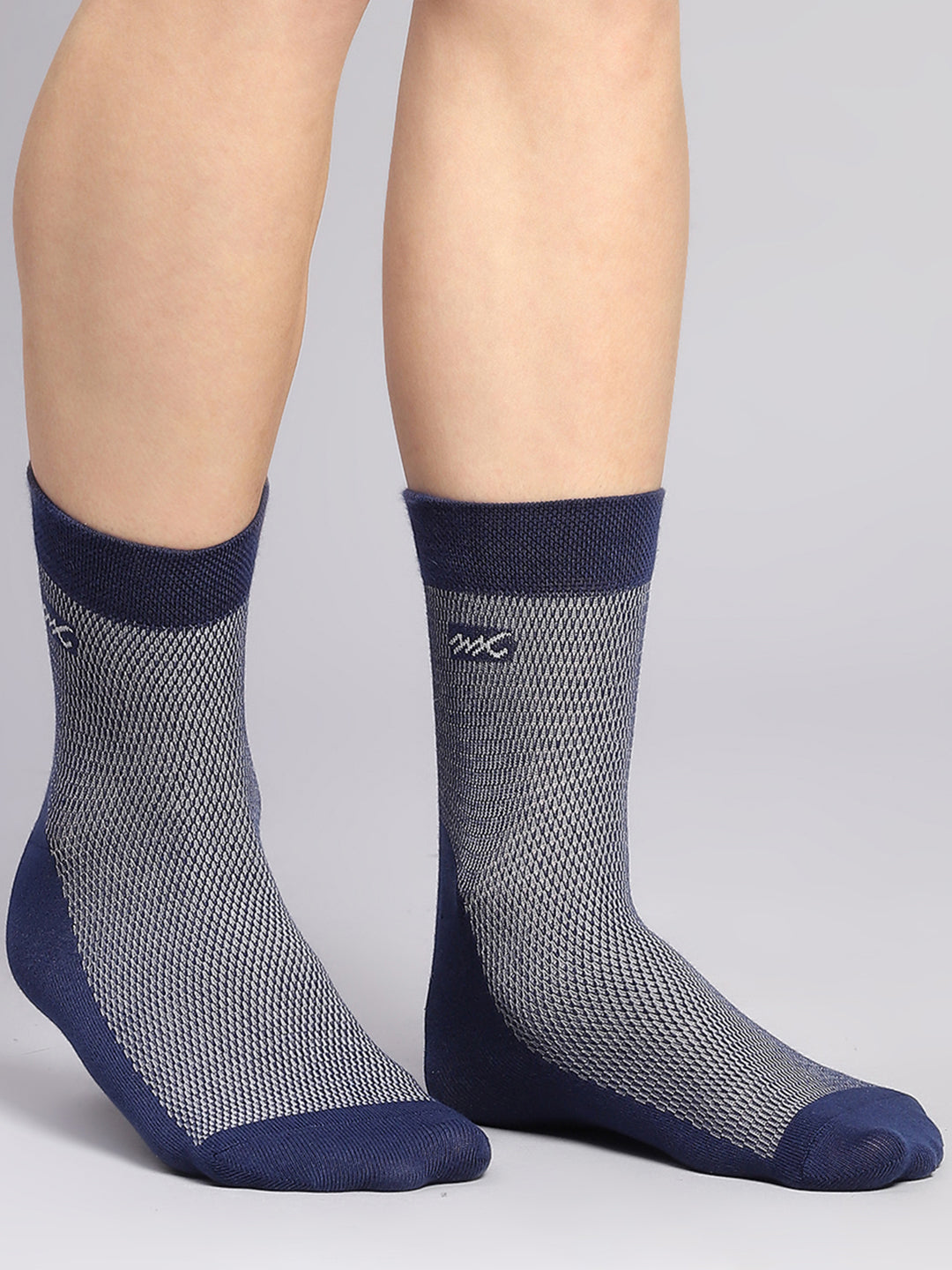 Men Cotton Blend Self Design Crew Length Socks (Pack of 3)