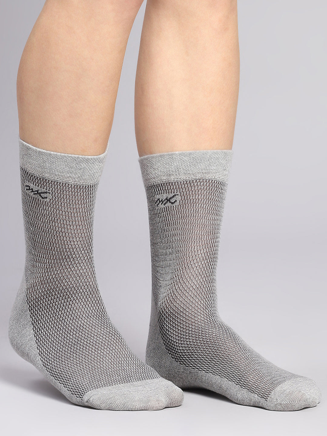 Men Cotton Blend Self Design Crew Length Socks (Pack of 3)