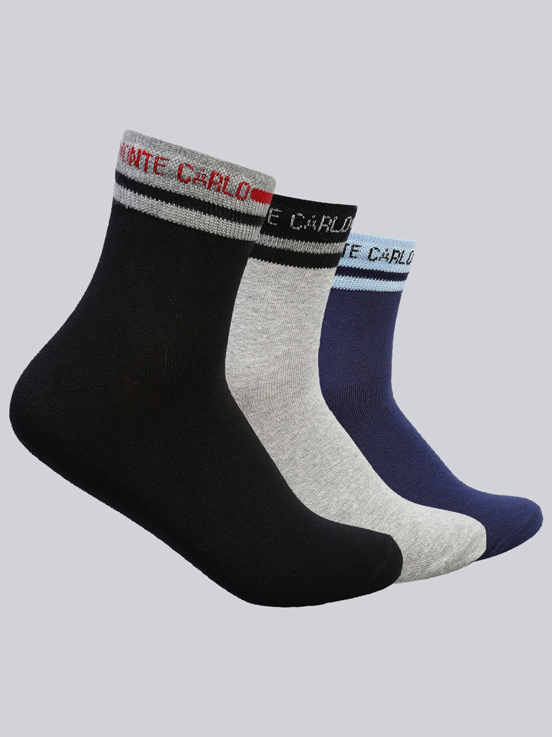 Men Cotton Blend Self Design Crew Length Socks (Pack of 3)