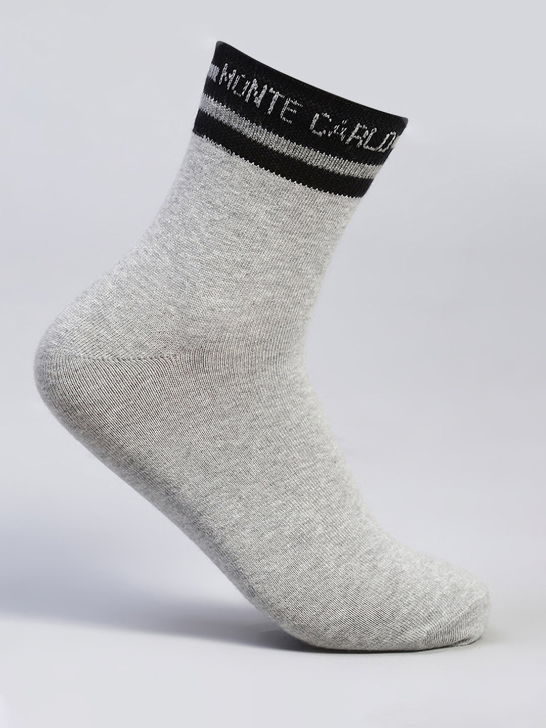 Men Cotton Blend Self Design Crew Length Socks (Pack of 3)