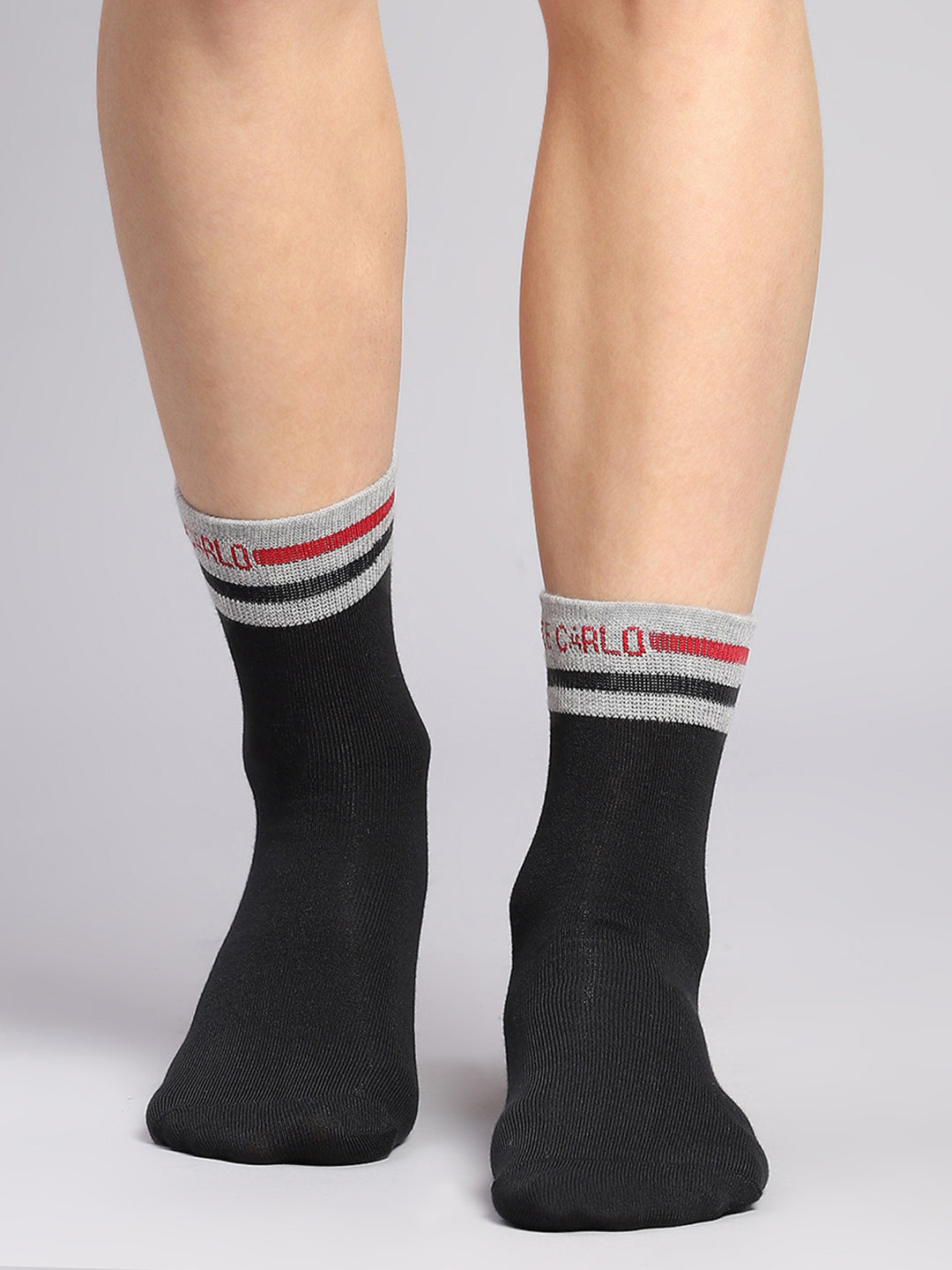 Men Cotton Blend Self Design Crew Length Socks (Pack of 3)