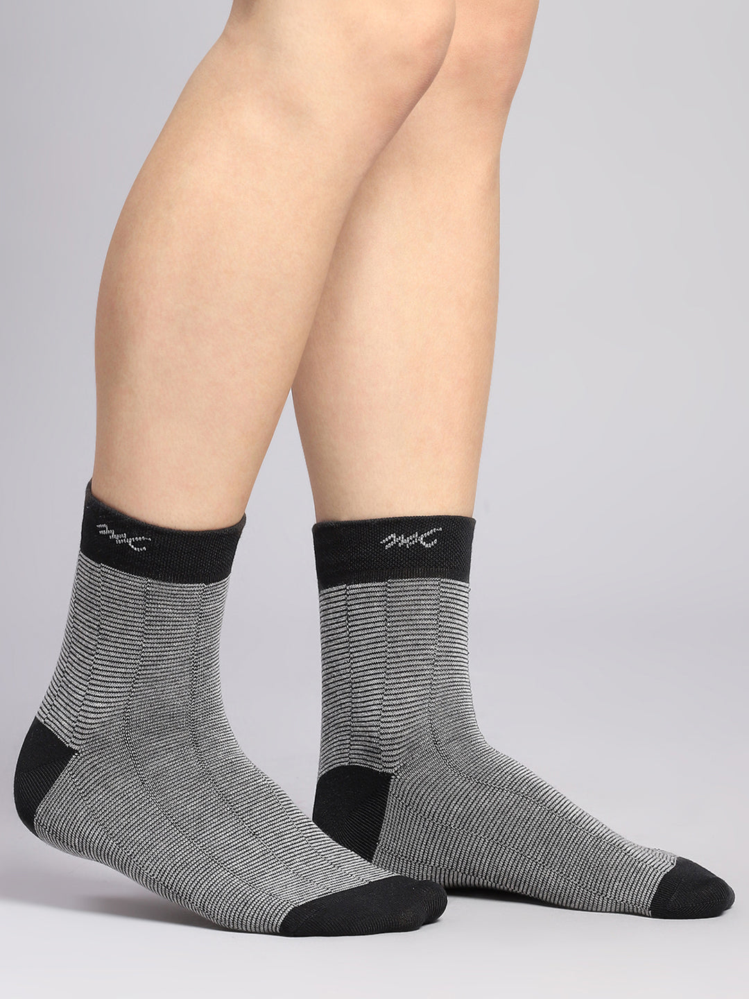 Men Cotton Blend Self Design Crew Length Socks (Pack of 3)