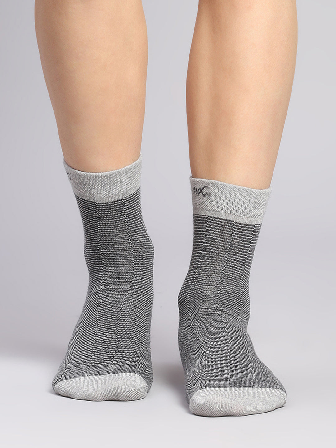 Men Cotton Blend Self Design Crew Length Socks (Pack of 3)