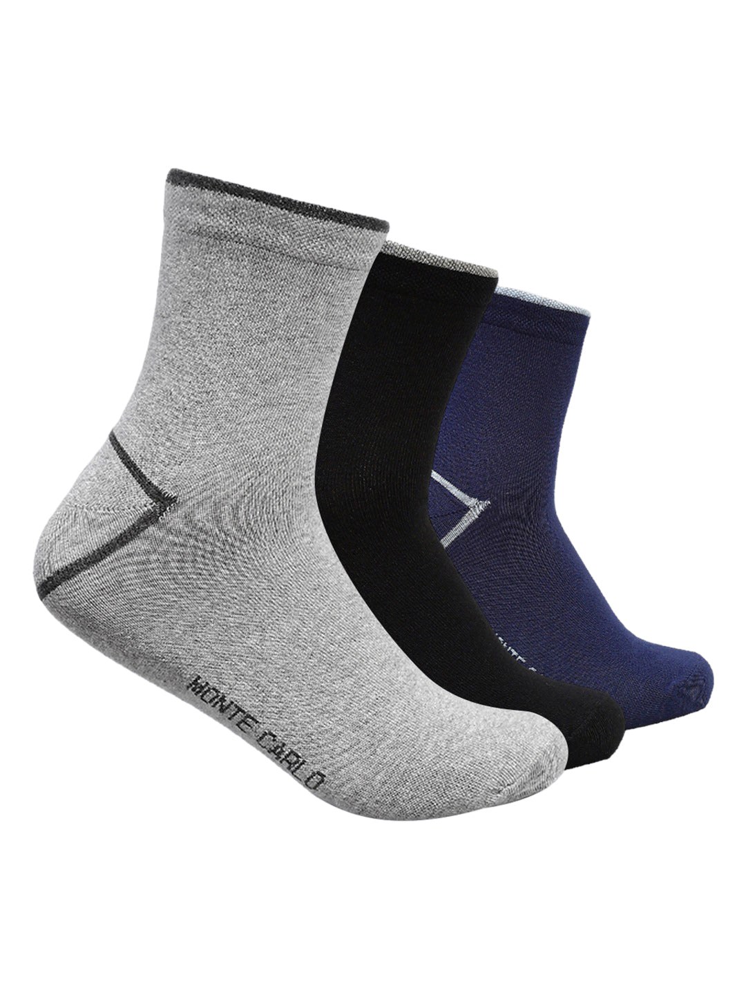 Men Cotton Blend Self Design Crew Length Socks (Pack of 3)