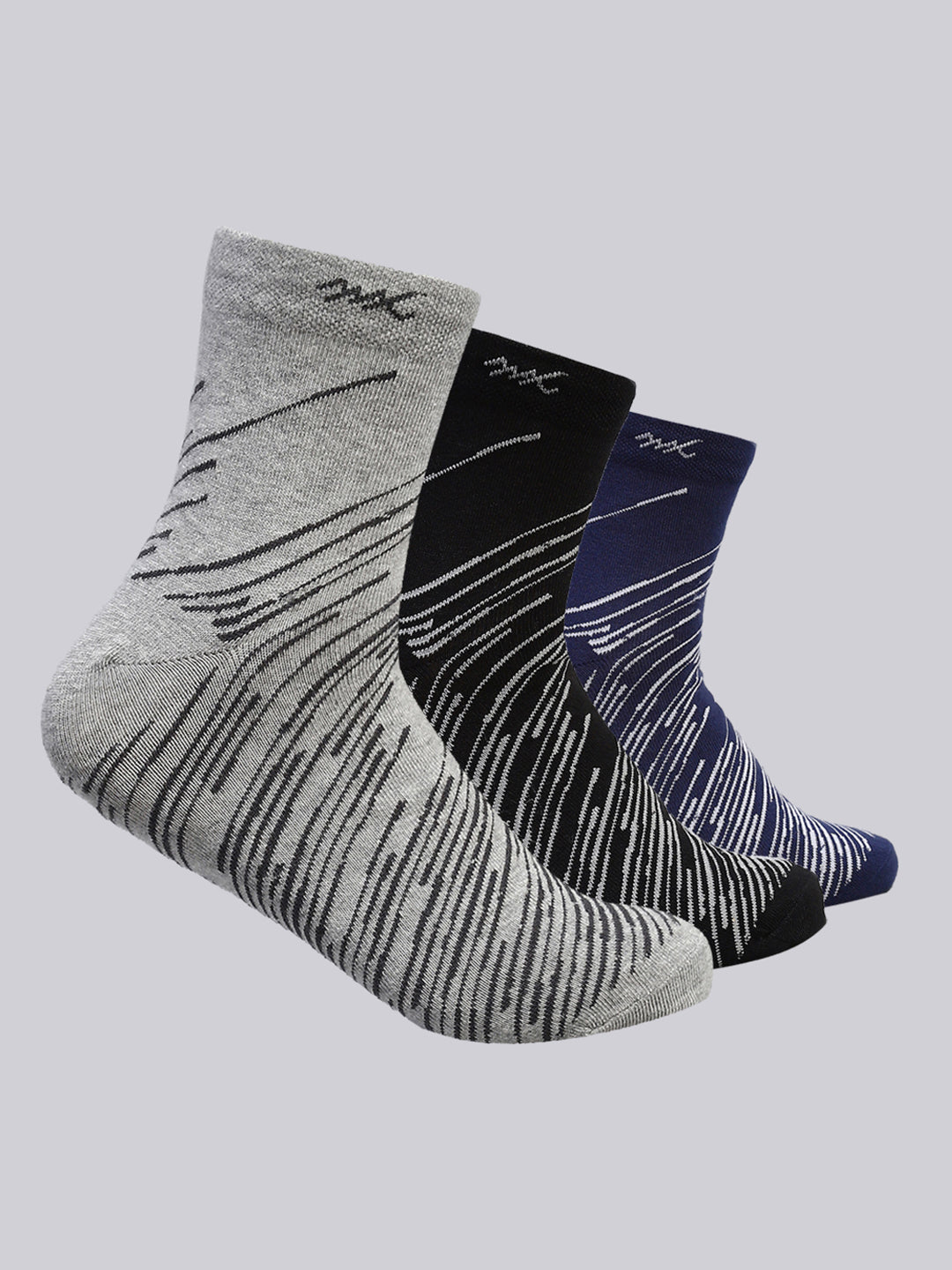 Men Cotton Blend Self Design Crew Length Socks (Pack of 3)